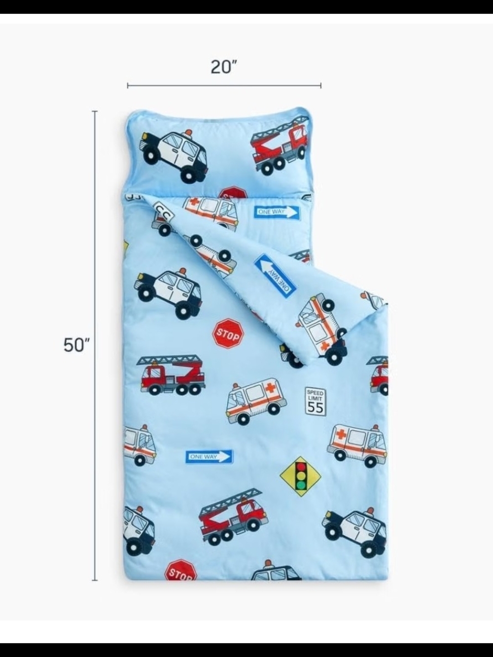 Children's Emergency Vehicles Bedding Set - Light Blue - Picture 2 of 6